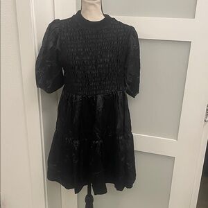 Chic Black Smocked Mini Dress